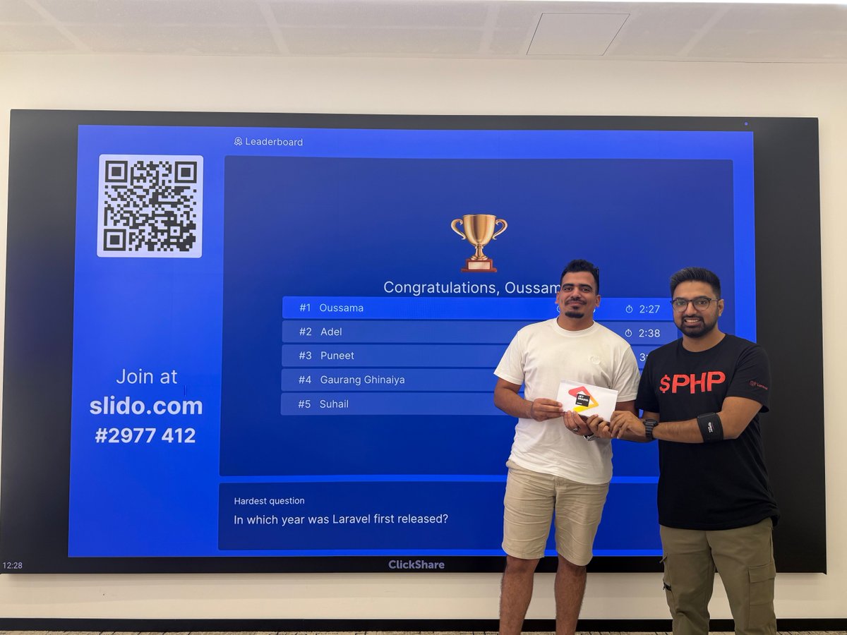 sky_0xs's tweet image. Had an awesome time at the #Laravel meetup hosted by @fahadkhan1740!
Finally met the legend behind Laravel Idea — @Adelf32 👏
Great vibes, great devs. Can’t wait for the next one!
(Also got a little gift 🎁)