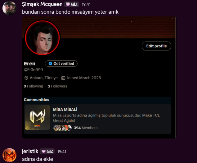 cevremdeki herkes misa'lı olmaya baslıyor, yeni misalı olabilecek arkadaslıklar lazım.