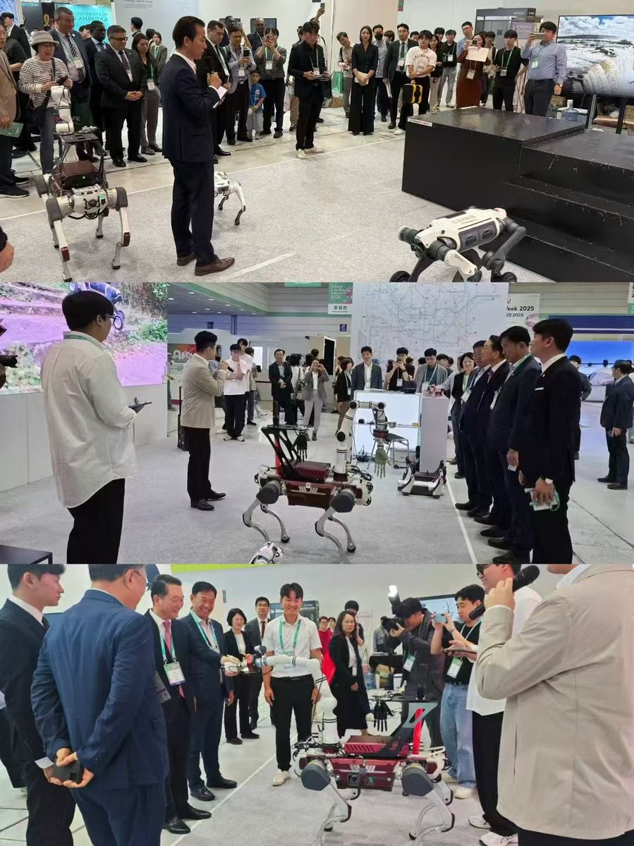 DeepRobotics_CN's tweet image. Wrapping up an amazing week at #SmartLifeWeek2025 in Seoul

We showcased our #X30, #M20 &amp;amp; #Lite3 quadruped robots at Smart Life Week — Korea’s “CES of AI &amp;amp; robotics.”

As the only invited Chinese robotics company, we were thrilled to connect with 330+ global innovators and…