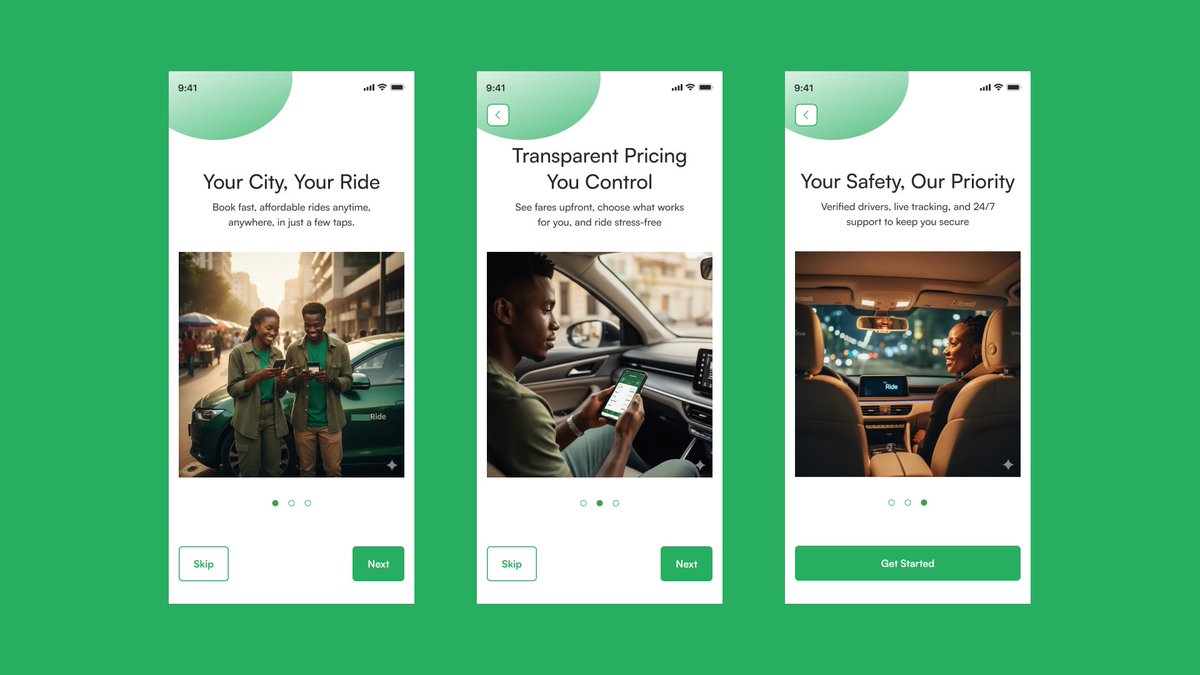 Fakharuummy's tweet image. I spent some time iterating on my onboarding screen designs for the ****Ride app. 

I would love you thoughts😉
Which of these versions feels the most engaging and user friendly to you- 1,2 or 3?

#designiterating #UIUXDesign #productdesign