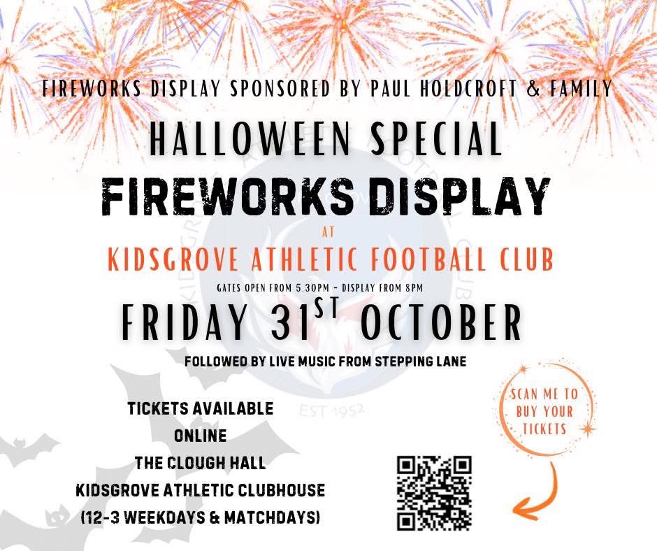 💡POLITE REMINDER 💡

🎆 Annual Firework Display - 31.10.25

😢 Last year, our fireworks display sold out and we had to turn people away at the gate.

👍 Purchase your ticket online to guarantee entry.  This event is always extremely popular 

🎟️ Tickets
app.fanbaseclub.com/Fan/Tickets/Se…
