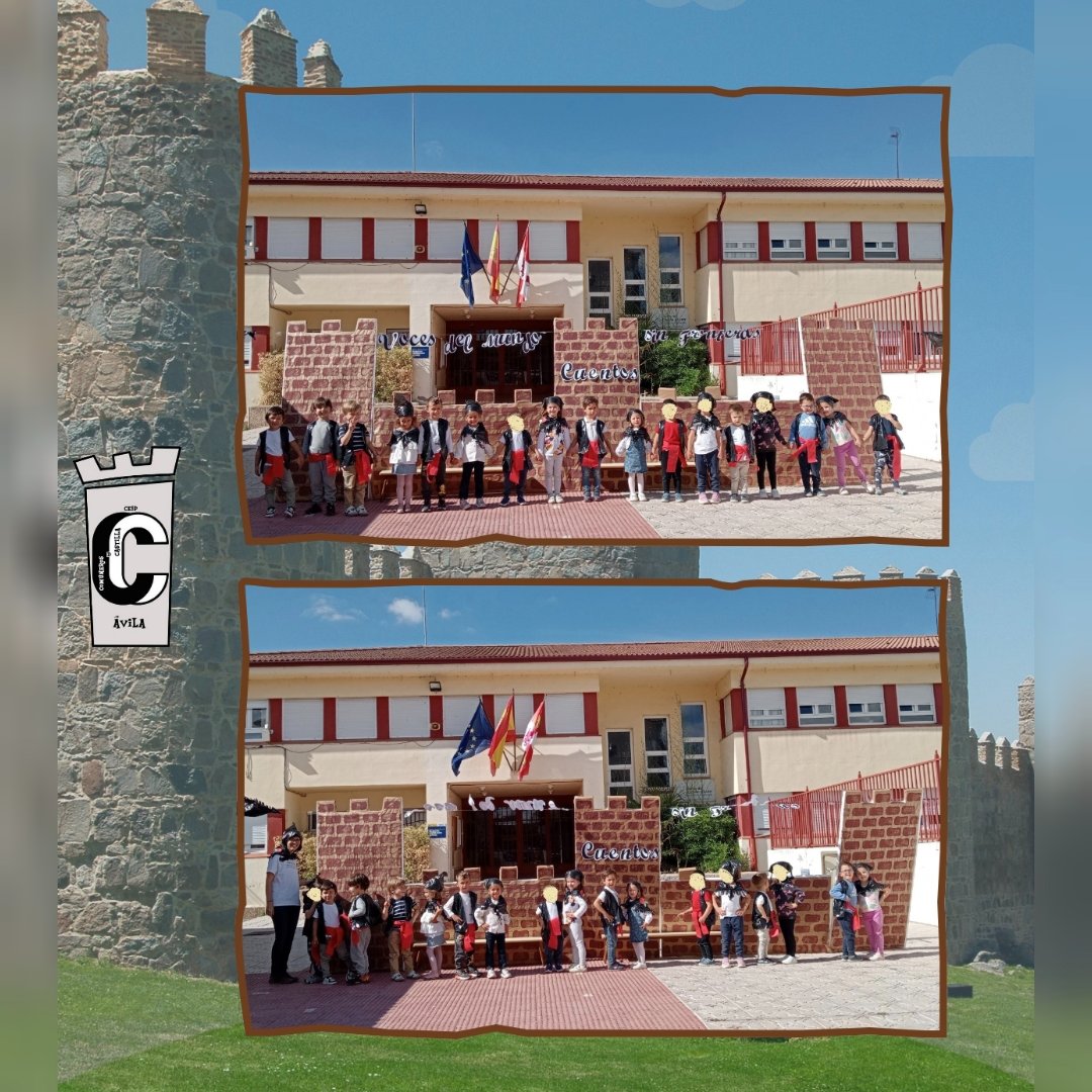 CEIPCOMUNEROSAV's tweet image. Celebramos el Día de Santa Teresa en Infantil con pañuelos y mantillas elaborados por las maestras y una preciosa recreación de la muralla de Ávila #FamiliaComuneros 🤗💛🏫