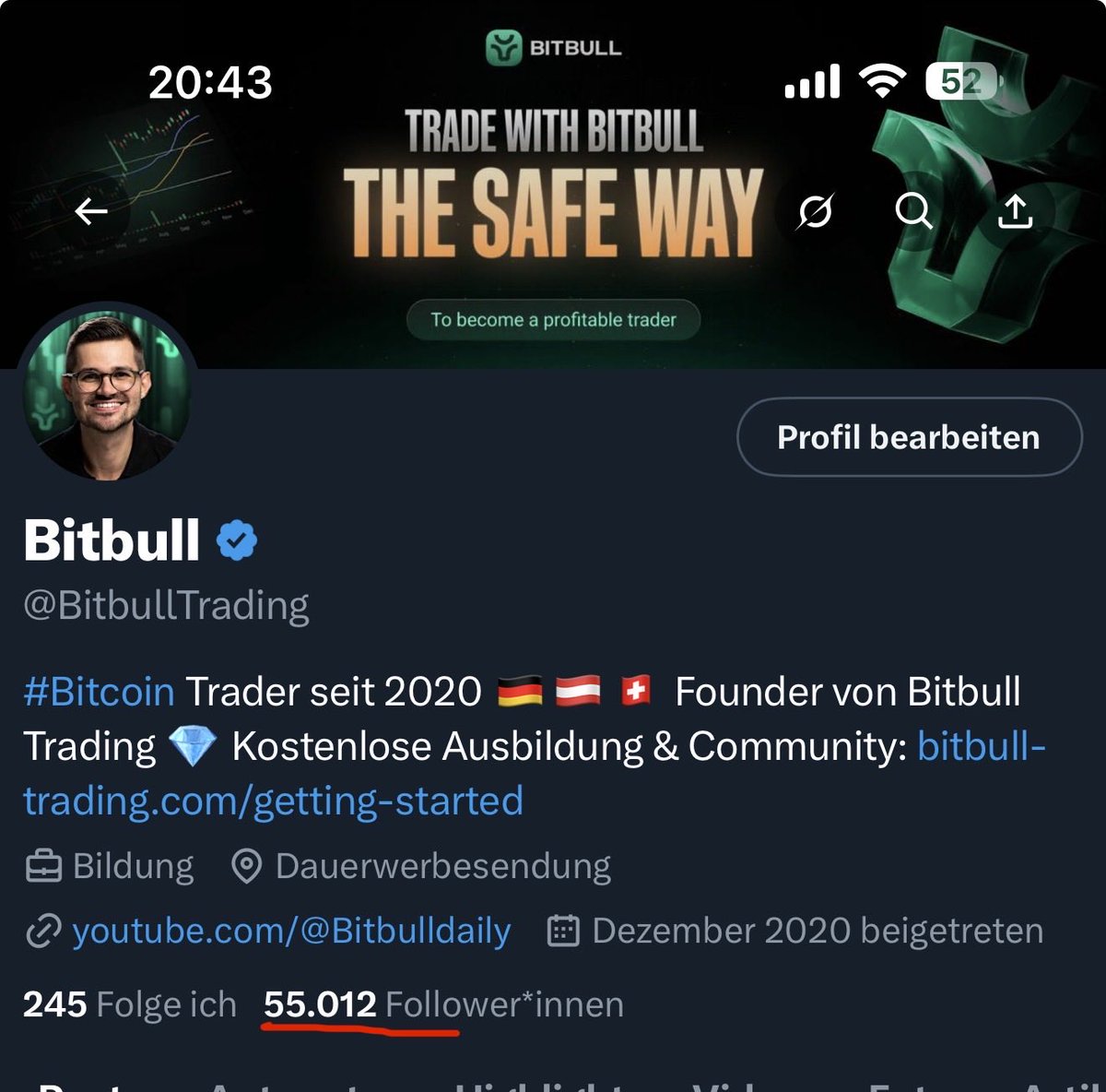 BitbullTrading's tweet image. Wow danke für 55.000 Follower hier auf X! 

Danke für euren Support! Lets go Bitbuller!🥳💪