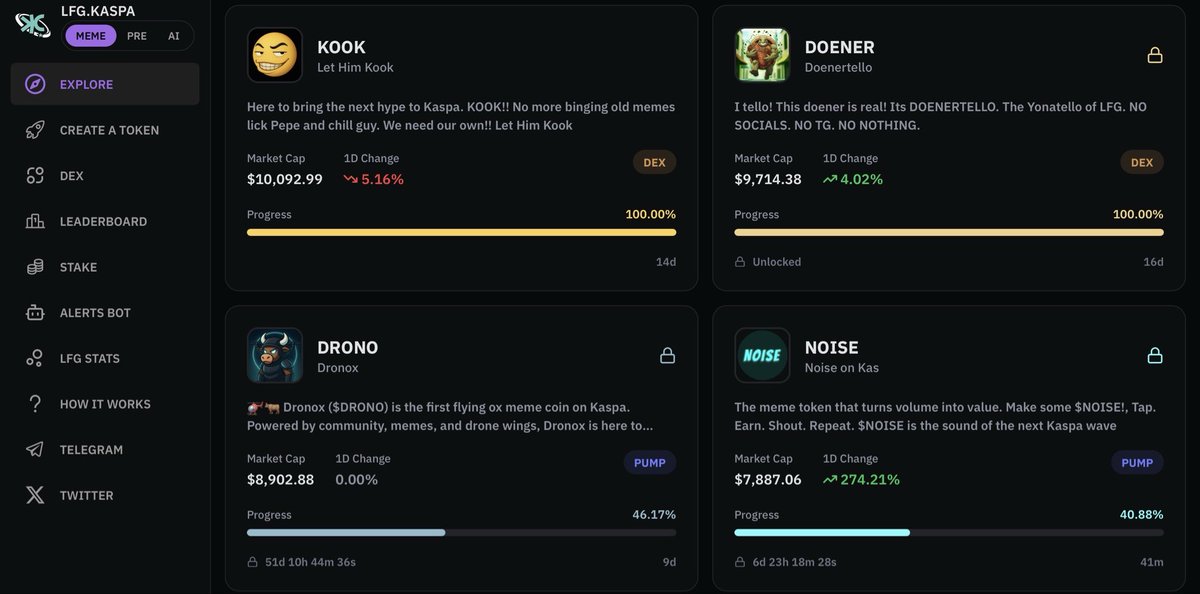 KaspaCom memes are mememing 

$Drono and $Noise looking good here 

Enjoy degen on Kaspa $KAS 

<a href="/Noiseonkas/">Noise</a> 

Dyor, NFA
