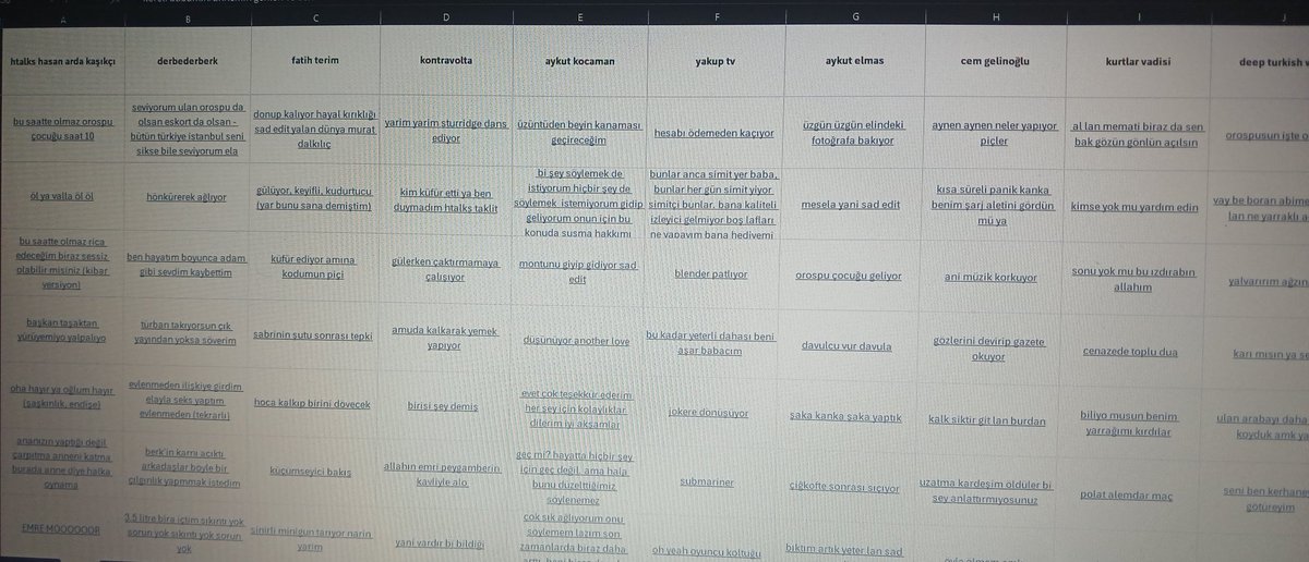 kogarassshii's tweet image. cunku hepsini bi excel dosyasinda topladim