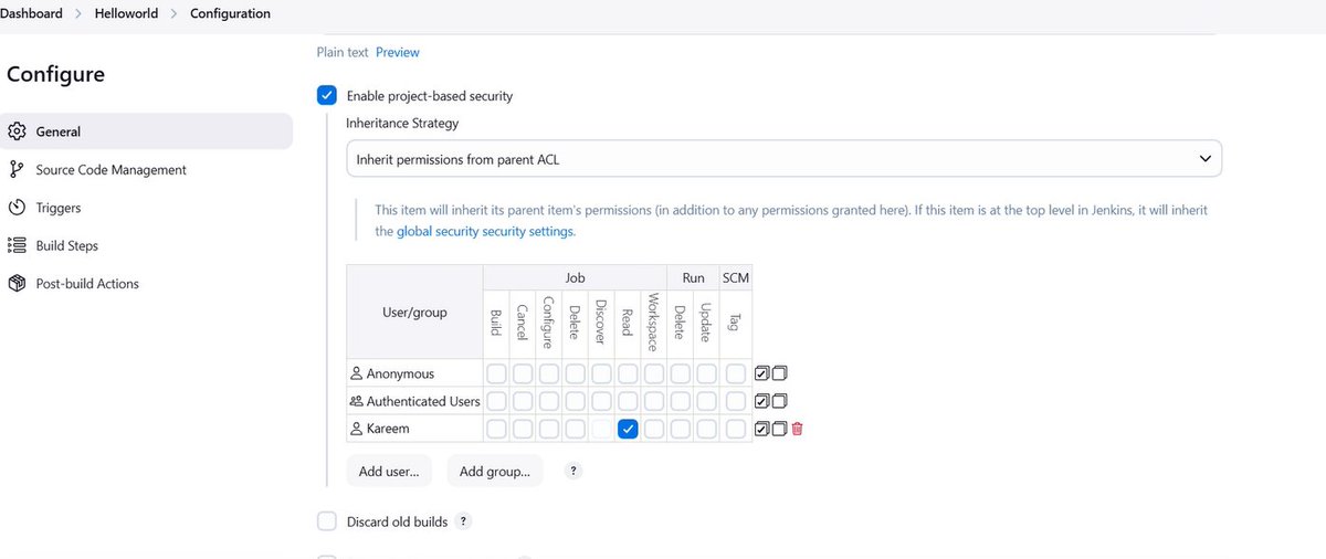 Menna_Salah03's tweet image. Day 70✅of #100daysofdevops
On Jenkins UI, I learned to:
- Create new users
- Set job-specific permissions
- use Matrix Authorization Strategy
@KodeKloudHQ #jenkins #ShowYourWork