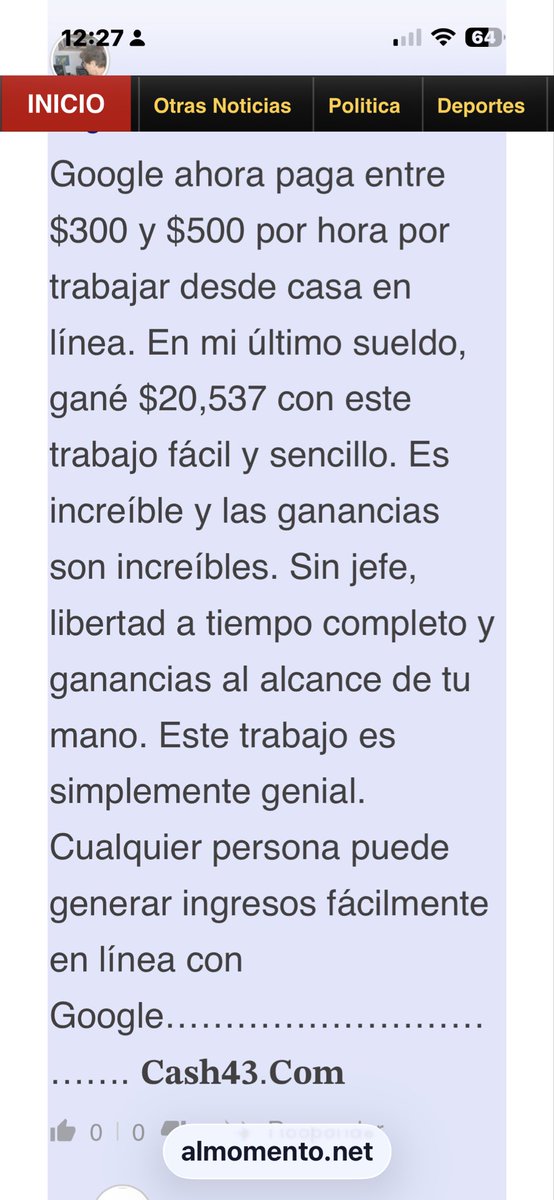 En la redacción de el periódico digital Almomento.net , trabajas Chiperos que publican anuncios constantemente reclutando para engañar personas y robar su identidad, lo hemos denunciado varias veces a la dirección del periódico pero no hacen caso .