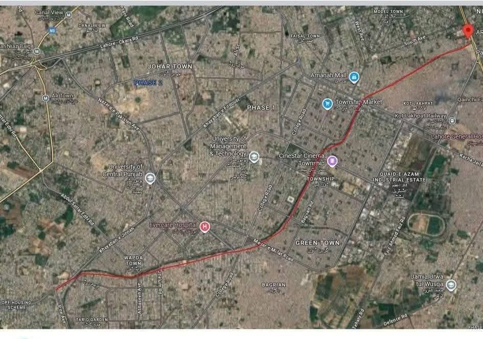 syedmdz's tweet photo. This is the most banal route planned for the new expressway in lahore from Arfa to Pine Avenue. The tilt in the road seems to be joining the same chowk where chaos unfolds.

This should have been planned better for the south of lahore. https://t.co/d4dSxh478h