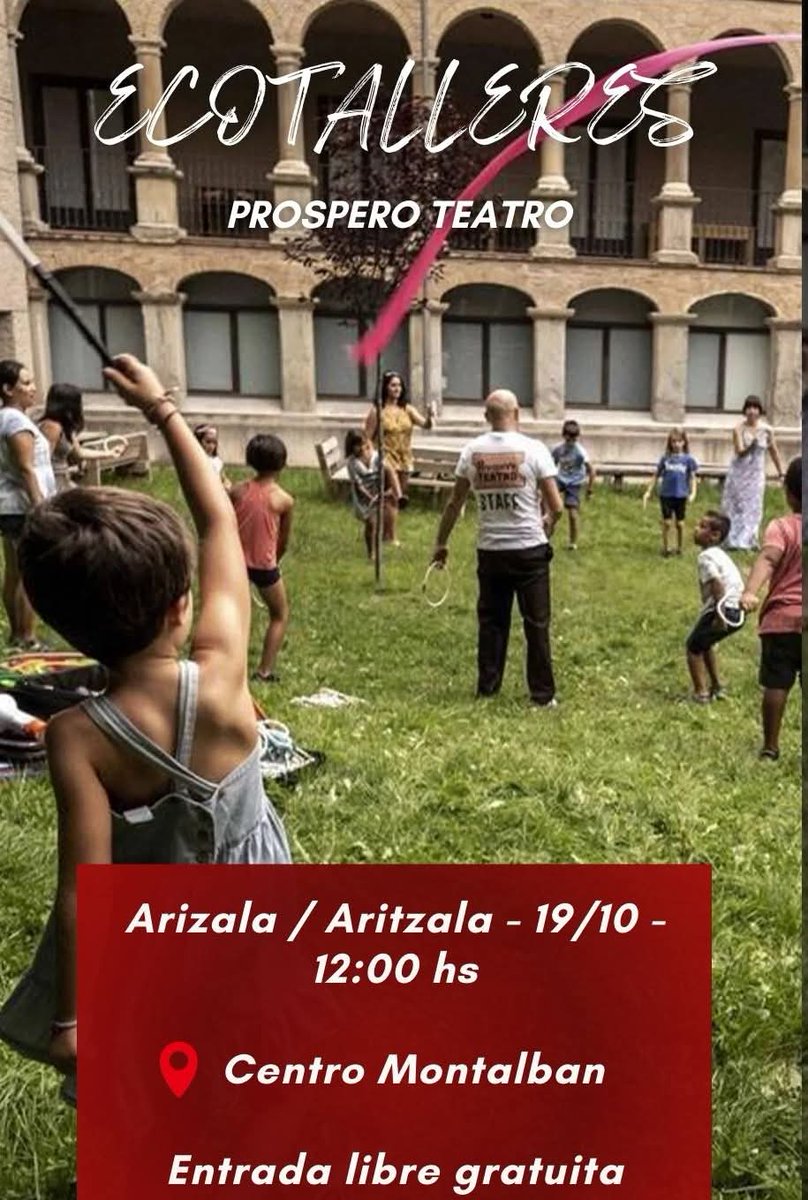 🎭✨ ¡Llega la magia de los ECOTALLERES CREATIVOS de PRÓSPERO TEATRO! 🌍💚
📅 Viernes.19 de octubre
📍 Arizala – Centro Cívico Montalbán
🕛 12:00 h
🎟️ Entrada libre y gratuita (hasta completar aforo)

🌱 ¿Sabías que una simple botella o una caja pueden transformarse en un juego?