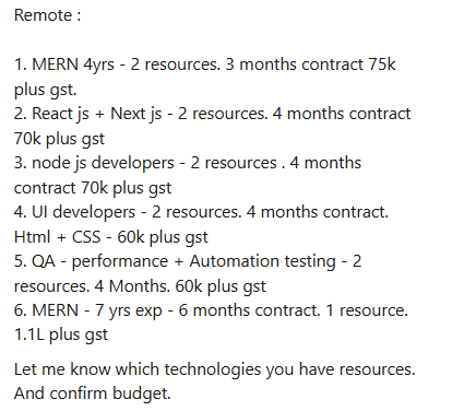 07_abhinavtyagi's tweet image. 🚀Freelance/Contract Openings (Remote, IST hours)
Looking for skilled devs for 3–6 month remote projects

💼Full-time | Remote | Immediate start

DM me if interested — I’ll shortlist &amp;amp; forward profiles 
#MERN #ReactJS #NextJS #NodeJS #RemoteJobs #freelance