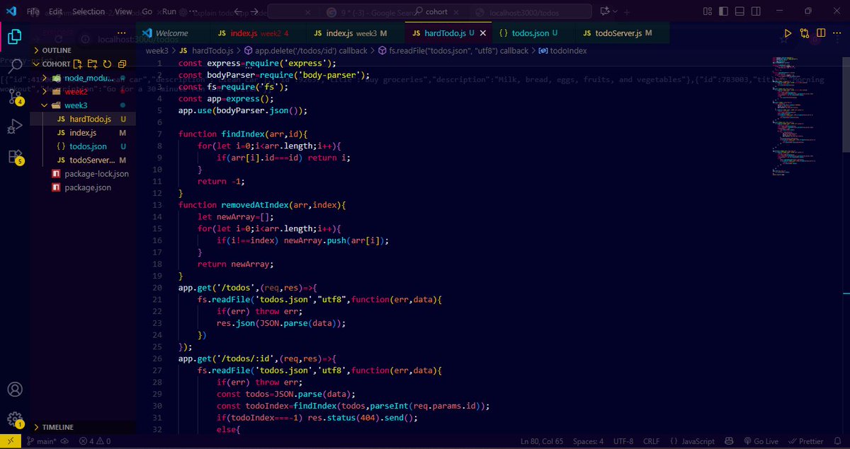 gauravnickk777's tweet image. Japanese practice 🗾 (1 hr)
Cohort assignment 2.2 ✅ — built a basic Todo app and a file-based Todo app 📝
#CodingJourney #Nodejs #JapaneseLearning