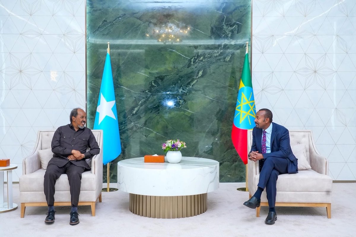Major Breaking News ‼️ 

Abiy Ahmed and Hassan Sheikh Mohamud Unite for Power, Ports, and Peace in Historic Addis Ababa Summit:

Today, October 12, 2025, President Hassan Sheikh Mohamud of the Federal Republic of Somalia arrived in Addis Ababa, Ethiopia, for a high-level official