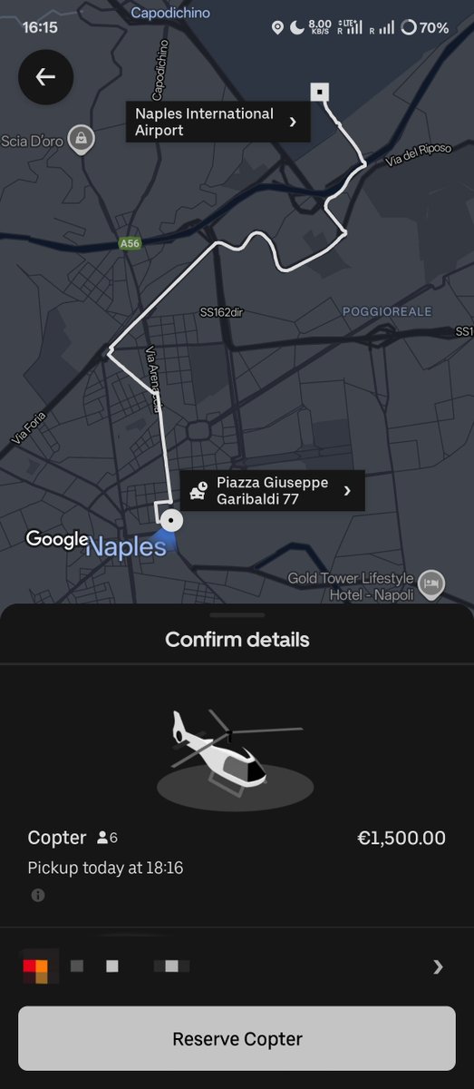 uber offers flying cars in naples

psa: theres a bus just as fast thats &gt;100x cheaper
