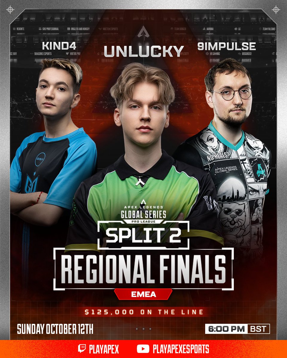 🚨 EMEA REGIONAL FINALS IS UNDERWAY!

Which teams will book their tickets to the #ALGS Championship in Sapporo - and who will take the Pro League &amp; Regional Finals Victory? 🏆

Watch it unfold 👇
youtube.com/playapexesports
twitch.tv/playapex
x.com/i/broadcasts/1…

#ALGS