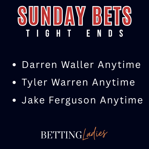 BettingLadies's tweet photo. Jake is picking up with Dallas; we have him for 8 TDs or more for the year, so this is a good game for him to get one. 

Tyler Warren is a key piece for the Colts. And with Hill out, Waller became WR1 instead of TE

#sportsbetting https://t.co/lwjOZ4unFO