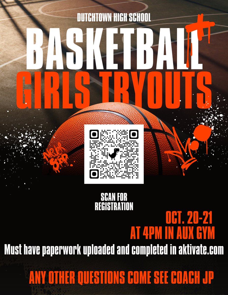 It’s almost that time! We are 8 days away from tryouts! Please scan the code in the flyer or tap the link to register

docs.google.com/forms/u/0/d/1W…