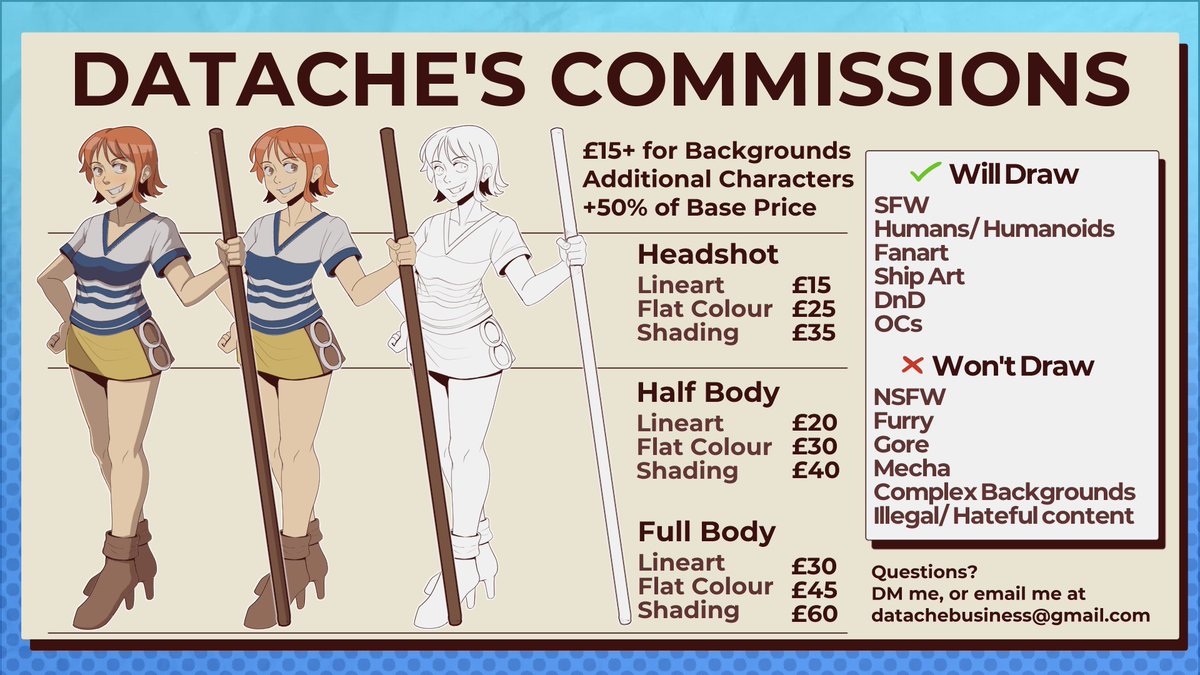 Datache_'s tweet image. Hey everyone, I&apos;ve made a new commission sheet! Feel free to DM me if you&apos;re interested!