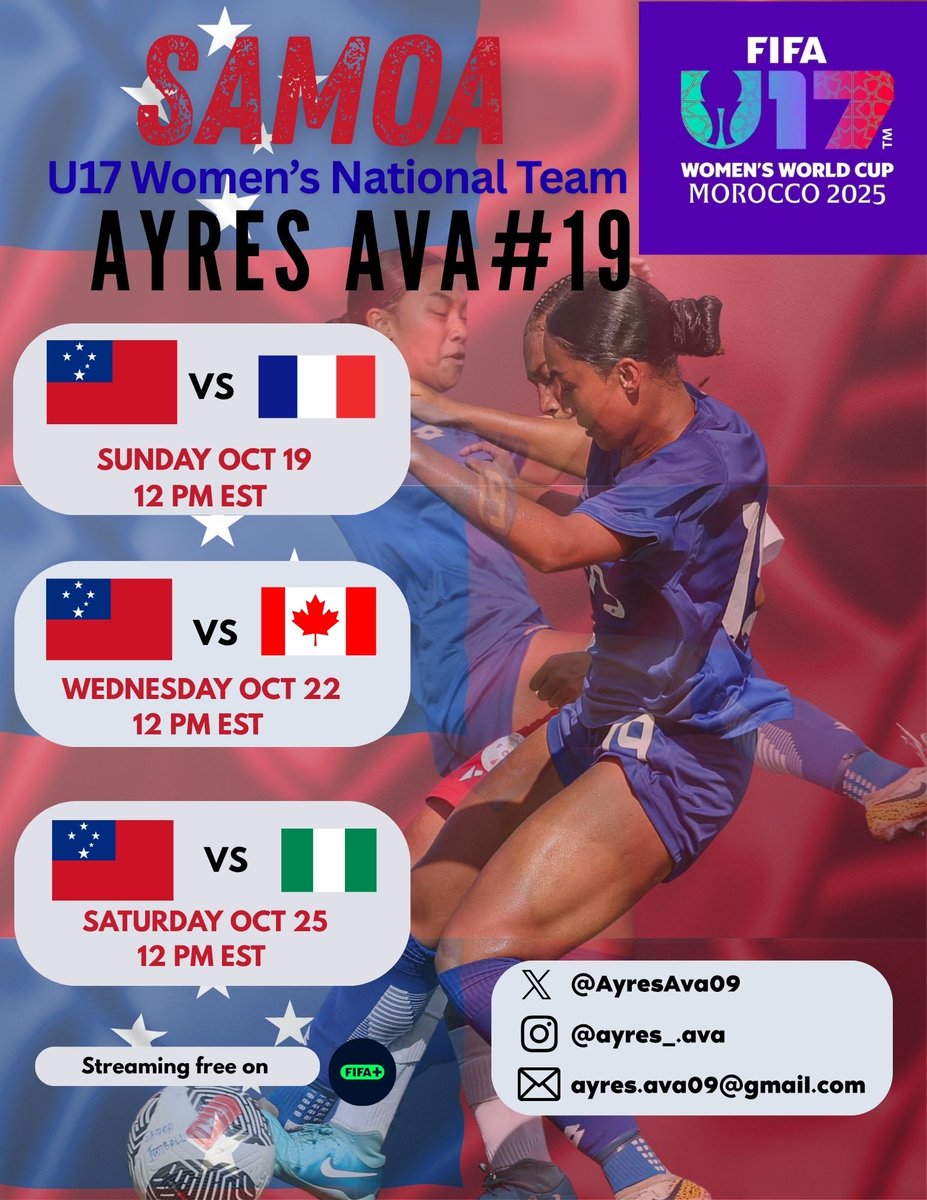 7 days left! Join me, my teammates, and <a href="/SamoaFootball/">Football Samoa</a> as we prepare to make history in our first World Cup appearance next Sunday against France. 

<a href="/SCUnited_FC/">SC United FC</a> <a href="/ImYouthSoccer/">ECNL/GA/Recruiting/College Soccer</a> <a href="/ECNLSoutheast/">ECNL Southeast Girls</a> <a href="/myrecruitinghub/">My Recruiting Hub</a> <a href="/Smedley033/">Smedleys Soccer Site</a> <a href="/TopDrawerSoccer/">TopDrawerSoccer</a> <a href="/PrepSoccer/">Prep Soccer ⚽️</a> <a href="/RFXSoccer/">RFX Soccer Recruit</a> <a href="/TannerOsborne27/">Tanner Osborne</a>