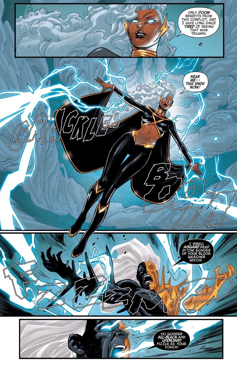 Only amps she received is Stormcaster, All-Father (stats rejected its magic), and The Network. Even it’s confirmed Storm has some tied in Asgard magic in her blood so those really aren’t amps.