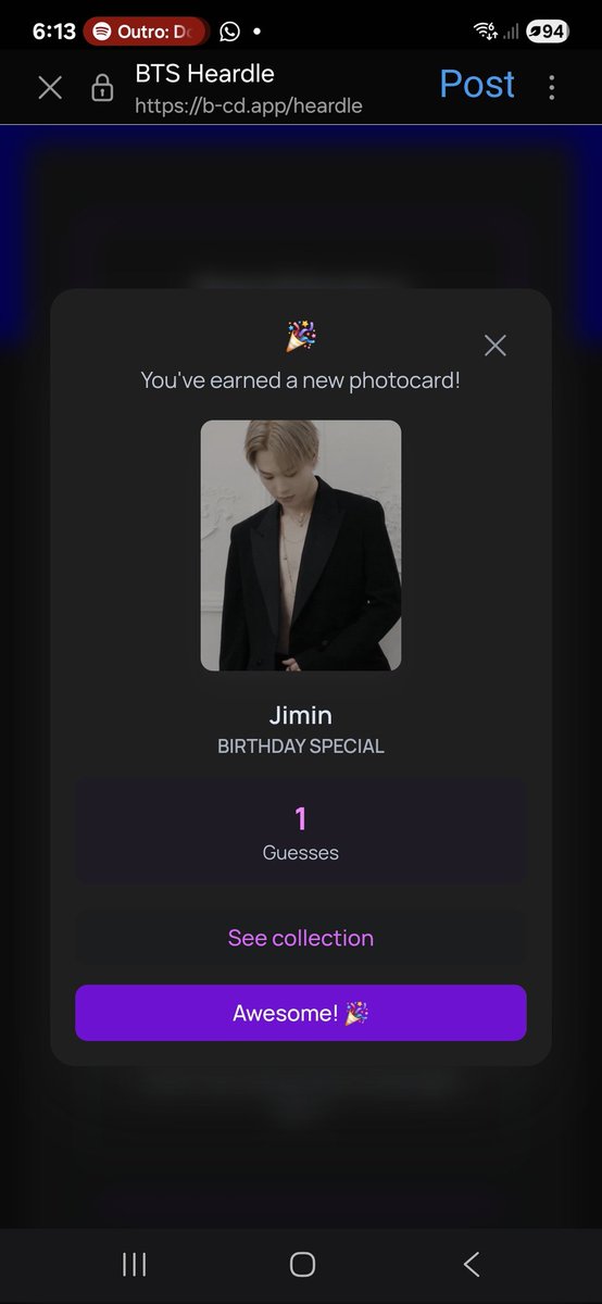 melsaranatamba7's tweet photo. @b_cdapp 
For #Jimin Special Day
Heardle  collections 
#HappyJimtober2025 
#HappyJiminDay https://t.co/sW5OgPVpdt