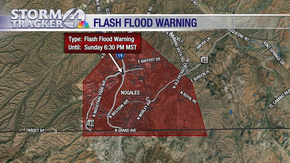 STORMTRACKER 4 Weather: Flash Flood Warning is in effect for Santa Cruz County until 10/12 6:30PM. Remember to TURN AROUND, DON'T DROWN! #StormTracker4 #azwx #news4Tucson #kvoa