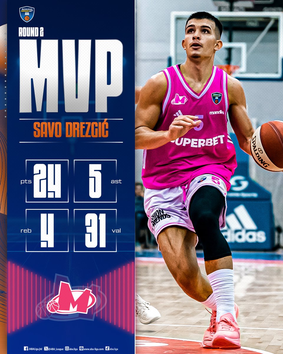 Savo Drezgić of <a href="/KKMegaBasket/">KK Mega</a> is the MVP of the AdmiralBet #ABALiga Round 2! Congratulations! 👏👏

🔗: aba.tips/hzi