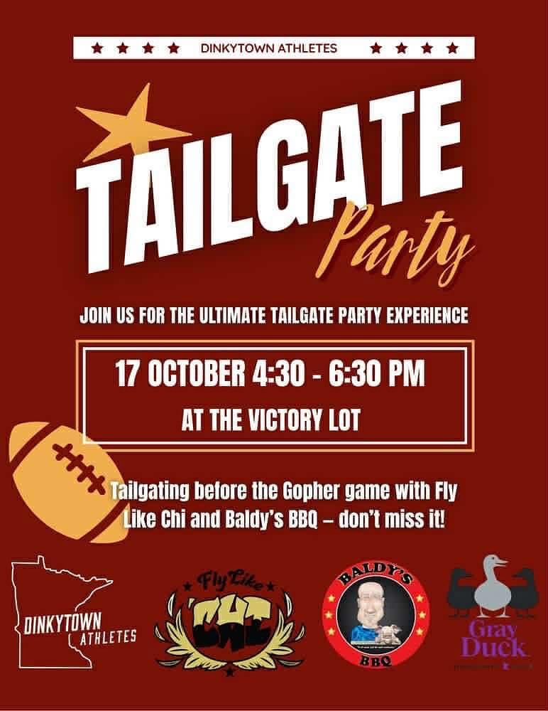 FlyLikeChiOrg's tweet image. It’s time for the Tailgate Party!  We have partnered with  Baldy's BBQ and Dinkytown Athletes to host an amazing tailgate party!   Registration is open &amp;amp; part of all proceeds goes to help kiddos in foster care through our grants.  
@DTAthletes @BaldysBBQ 

eventbrite.com/e/dinkytown-at…