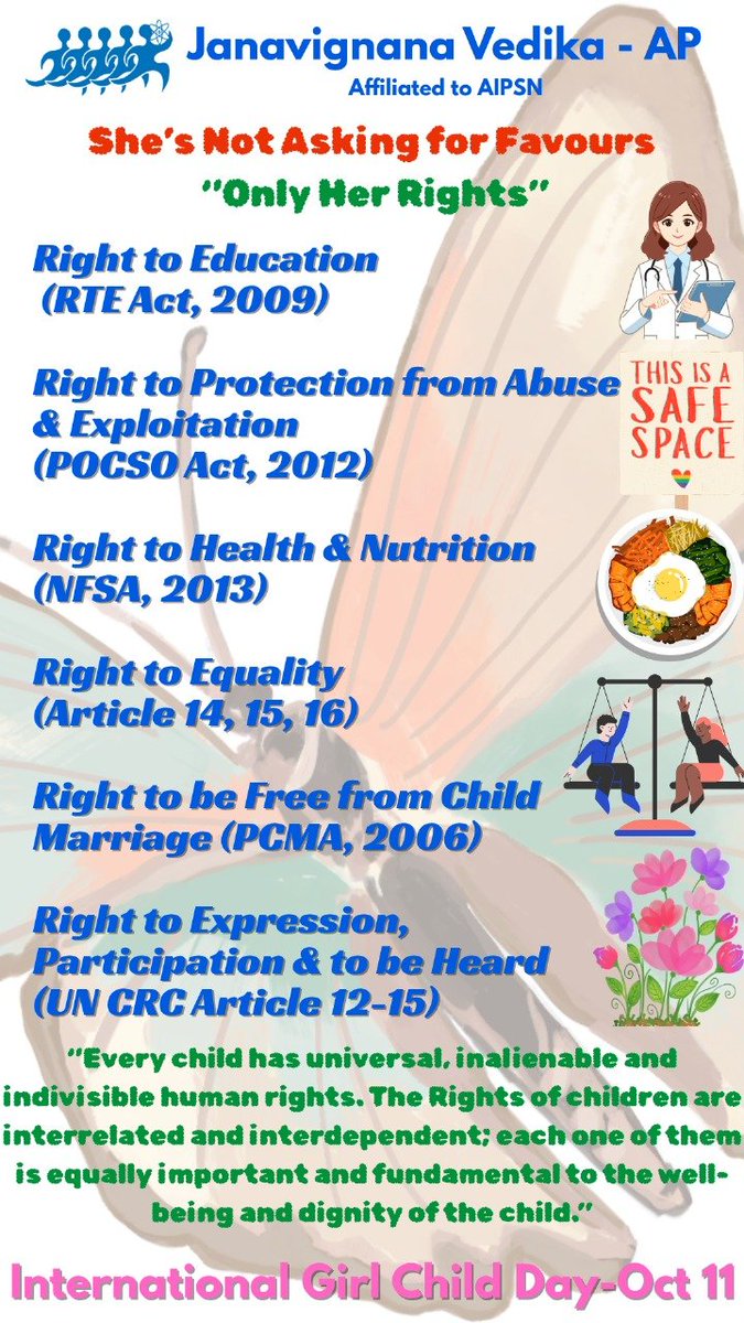 jvvandhra's tweet photo. Every girl deserves the right to education, safety, and a future full of possibilities. Let’s stand for equality and empowerment.

#InternationalDayOfTheGirl #PublicSafety #education #Antichildmarraige #SanitaryHealth #JVV 
@MinistryWCD https://t.co/SNIho5avL3