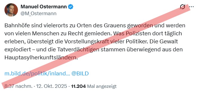 wilke_tobias's tweet photo. 1⃣ Bahnhöfe in 🇩🇪 haben tgl. mehr Besucher als das ganze Oktoberfest (16 Tage)
2⃣ pro 100.000 Besucher gibt es an Bahnhöfen weniger Gewalt- und Sexualdelikte als auf dem Oktoberfest
3⃣ Die meisten Tatverdächtigen sind Deutsche
4⃣ #DPolG-#Ostermann hat viel Meinung, aber 0⃣ Ahnung https://t.co/IaR0gbrjPY