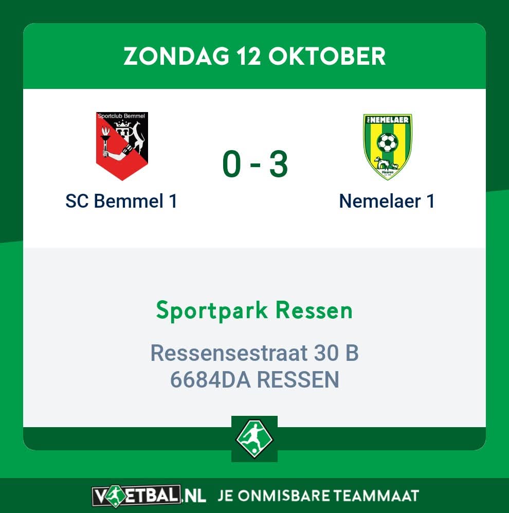 SC BEMMEL 0-3 Nemelaer  💚💛💚💛💚💛💚💛💚💛🎺🎺🎺 eindstand