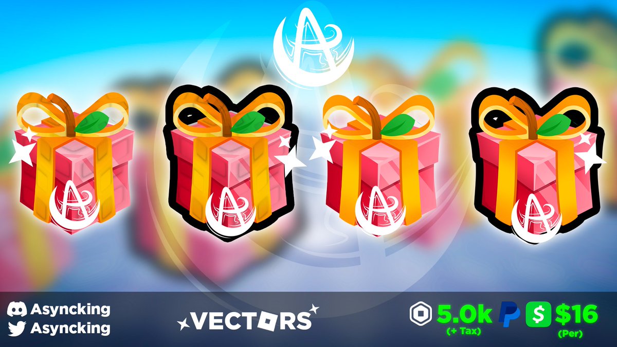 AsyncKing's tweet image. 🎁Present🎁
Vectors made for, @nextLevel_R!

❤️+♻️Its free! 😀

📩Commission me
discord.gg/5QR6HWD4R4

📋What&apos;s Being Shown
- 1 Stud present with and without Outline
- 1 Present with and without Outline

Have a good day! 👍

 #RobloxDev #RobloxDeveloper #GameDev #RobloxStudio…