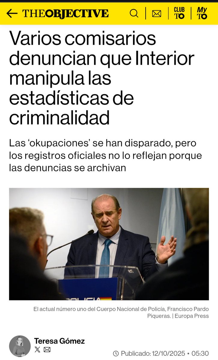 SaraHispania's tweet photo. 🔴 ULTIMA HORA 🔴

🇪🇦 ESPAÑA.

🔴🗞 Varios comisarios denuncian que Interior manipula las estadísticas de criminalidad.
Las ‘okupaciones’ se han disparado, pero los registros oficiales no lo reflejan porque las denuncias se archivan.

🥀 Esto es un escándalo nacional. Los desgobernantes socialcomunistas están modificando las estadísticas para mantenerse en el poder a toda costa.

🔴 👉 Los ciudadanos de a pie vemos cómo aumenta la inseguridad ciudadana a diario.

💧Sin seguridad no hay libertad 🗽. 

‼️Sánchez, dimisión.
