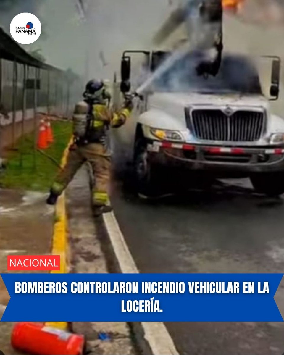 radiopanama's tweet photo. #Nacional | El Benemérito Cuerpo de Bomberos de Panamá, desde las estaciones David H. Brandon en Bethania y Darío Vallarino en Carrasquilla, respondió rápidamente al incendio de un camión canasta en La Locería, cerca del Centro Educativo Japón.

Gracias a la pronta intervención, el fuego fue controlado sin personas heridas ni daños mayores. Las causas del incidente están siendo investigadas por el personal técnico del BCBRP.

La institución recuerda a la ciudadanía la importancia de mantener en buen estado los sistemas eléctricos y mecánicos de los vehículos y contar con extintores en condiciones óptimas.

#RadioPanamá