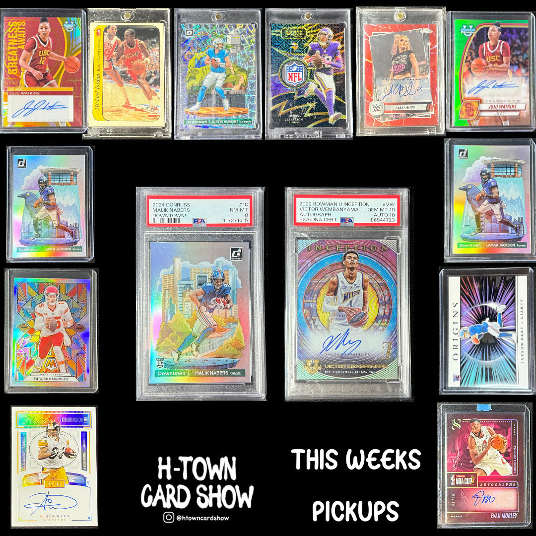 Last weeks pickups 

All available except Jordan, Juju’s, Jackson’s, &amp; Mahomes

Hit us up if you’re selling cards. Buying almost any cards paying stronger on bigger names!