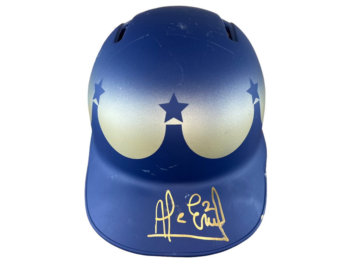 RoyalsCollector's tweet photo. Alcides Escobar #Royals @ #Mariners 6/30/18 Turn Ahead the Clock Auto’d Batting Helmet Really like these &amp; wish they used in more games Would be great if used like the Powder Blue alt helmets were in 2025. A favorite helmet in my PC just for the look. #GameUsed  #FountainsUp https://t.co/aKa07gfv5V
