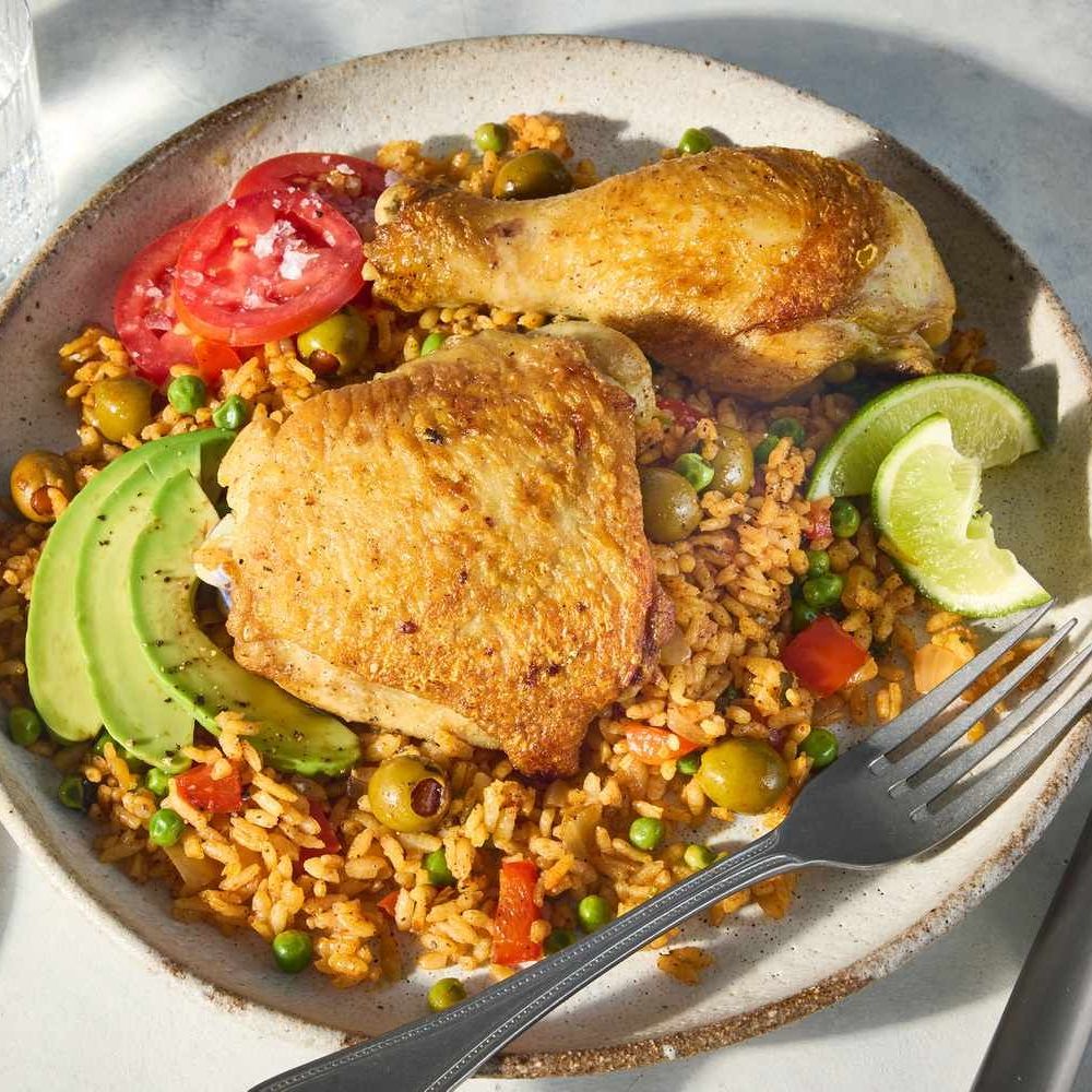 This creamy, chicken stew is an absolute winner thanks to juicy thighs, pimento-stuffed olives, and rice 🙌. Get the recipe: bit.ly/48WEzdg