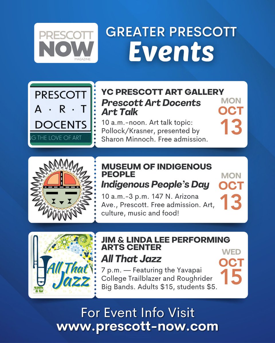 PrescottNOW's tweet image. Looking for things to do this week? Check the Prescott NOW online calendar at prescott-now.com/events/list or pick up a free copy of Prescott NOW magazine, available at many convenient locations throughout the Greater Prescott area.
#prescott #prescottvalley #chinovalleyaz
