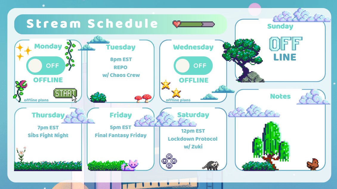 Ah yes, another week for me to try and destroy my voice. Maybe even tell more funny stories about my health that chat very much loves and totally doesn't yell at me about it. 
ANYWAYS! 
Zuki's debut is coming up, and I'll be joining for a little bit to celebrate! Come say hi!