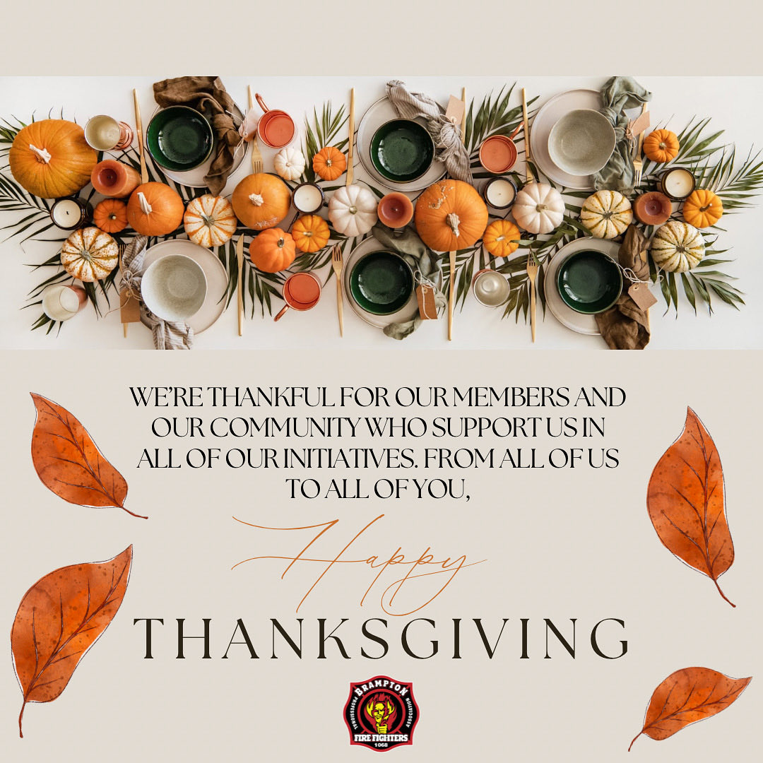 As we gather together with our families on #Thanksgiving, we’re grateful for all of our members that work day in and day out to keep our community safe, including those that are working this weekend and are away from their loved ones. 

From us to you, Happy Thanksgiving!