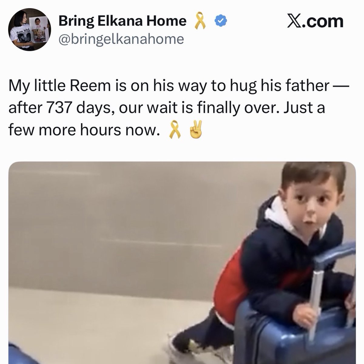 MarinaMedvin's tweet image. The children of the men held hostage in Gaza are getting ready to be reunited with their fathers. ♥️