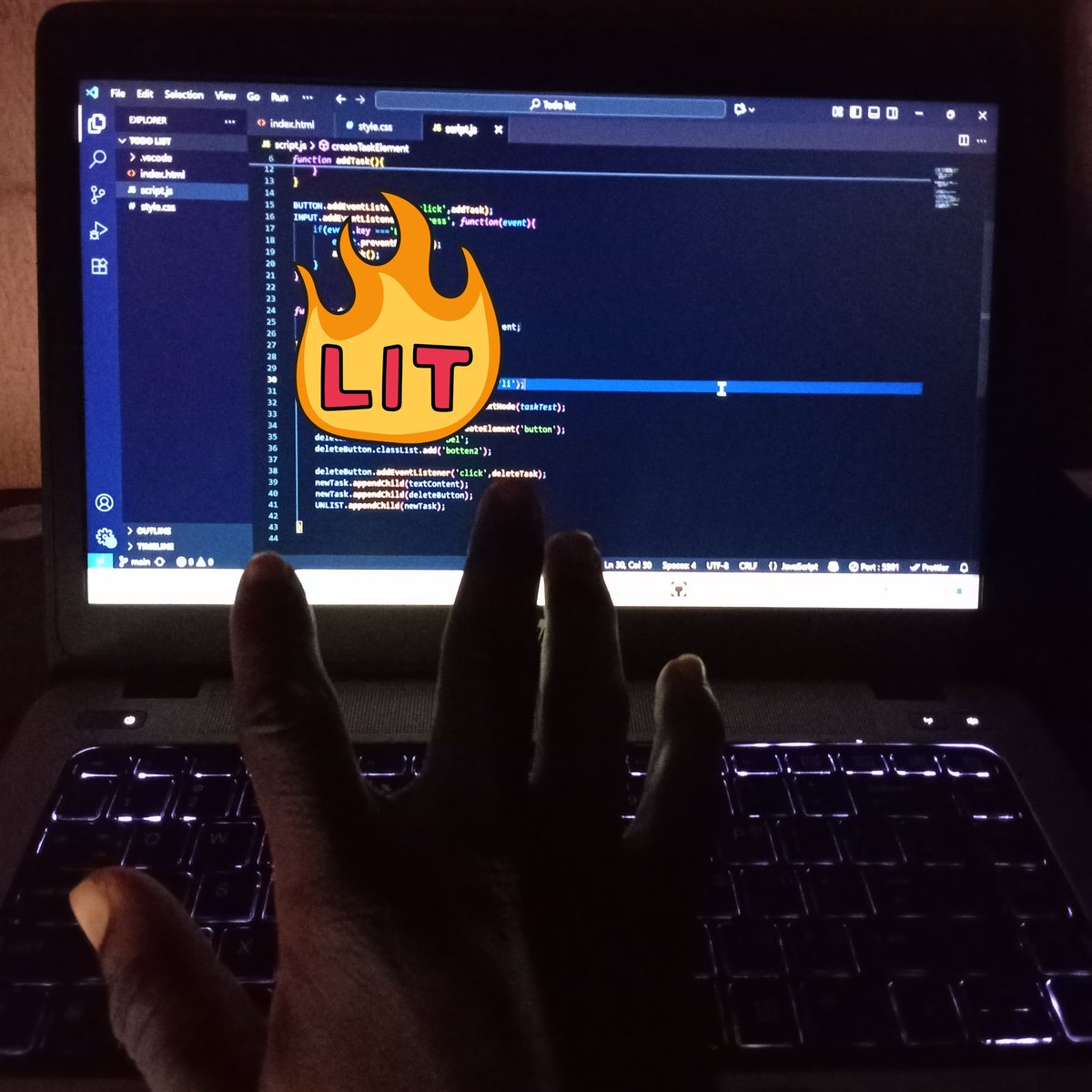 Oc_paschal_code's tweet image. Day 12 Learning JavaScript 
I’m excited to share that I’ve  completed my ToDo List App It wasn’t an easy one, i nearly mad but I’m truly grateful to God for the strength and progress. I’ve spent hours on my laptop trying to get everythng runing perfectly and I’m glad I finaly did
