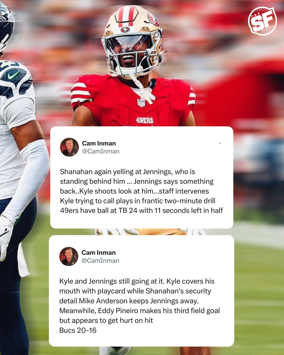 Apparently some drama was brewing between #49ers Kyle Shanahan and Jauan Jennings before halftime 👀

via <a href="/CamInman/">Cam Inman</a>