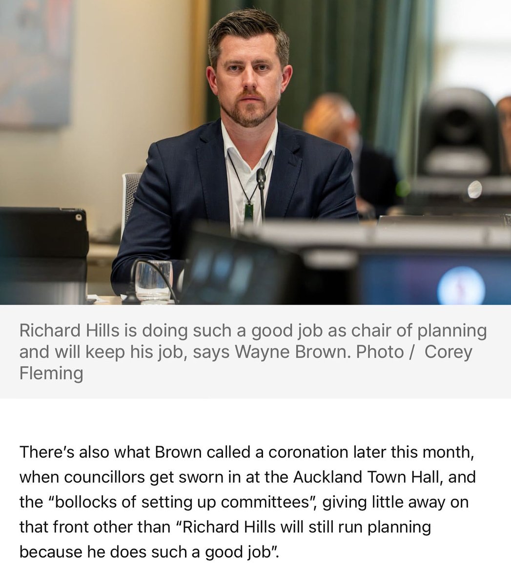 In classic <a href="/MayorWayneBrown/">Mayor Wayne Brown</a> fashion, he’s announced he wants me to chair a Committee of the Whole Council again, responsible for planning and environment-related matters across Tāmaki Makaurau - Auckland.

Thanks to the Mayor for once again putting his trust in me to lead…