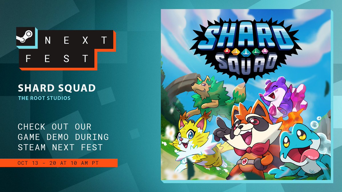 Shard Squad | Wishlist on Steam! 🎮 (@therootstudios) on Twitter photo Big news!! Shard Squad is heading to Steam Next Fest! 
A fresh demo is ready for you to dive into the action, unleash elemental mayhem, and discover why this adorable squad deserves a spot on your wishlist  
Don’t miss out! wishlist Shard Squad now!  #SteamNextFest #IndieGame Big news!! Shard Squad is heading to Steam Next Fest! 
A fresh demo is ready for you to dive into the action, unleash elemental mayhem, and discover why this adorable squad deserves a spot on your wishlist  
Don’t miss out! wishlist Shard Squad now!  #SteamNextFest #IndieGame