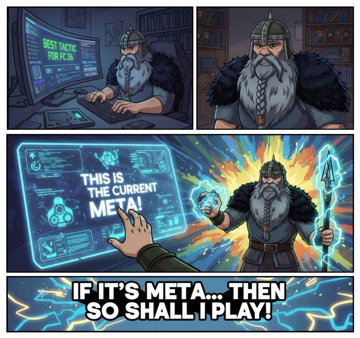 hourglassworld's tweet photo. Even legends adapt to the META. ⏳
The battlefield has changed — so must the warrior.
#HourglassWorld #FC26 #GamingMeme https://t.co/z3mEztXwCk
