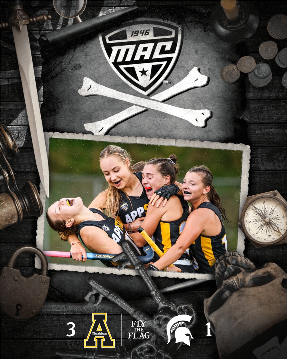 MACSports's tweet image. FLY THE FLAG! 🏴‍☠️

App State silences the Spartans, 3-1, in East Lansing! 💪

@AppFieldHockey | #MACtion