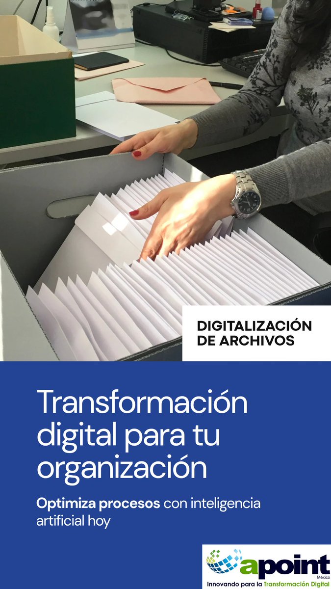 ApointMx's tweet image. #digitalizacion #gestióndocumental #archivos #auditoria #compliance #cumplimiento #ia @CONALEP_Mex

apointmexico.mx