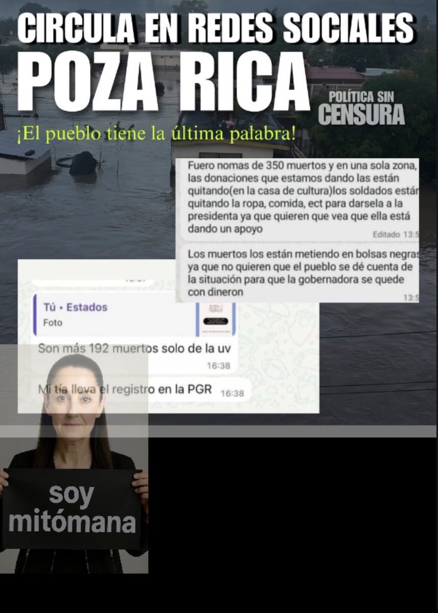 JJDiazMachuca's tweet image. Alerta 🚨 
Ojalá sean Fake News

•Fueron nomas de 350 muertos y en una sola zona, las donaciones que estamos dando las están quitando(en la casa de cultura)los soldados estár quitando la ropa, comida, ect para darsela a la presidenta ya que quieren que vea que ella está dando un…
