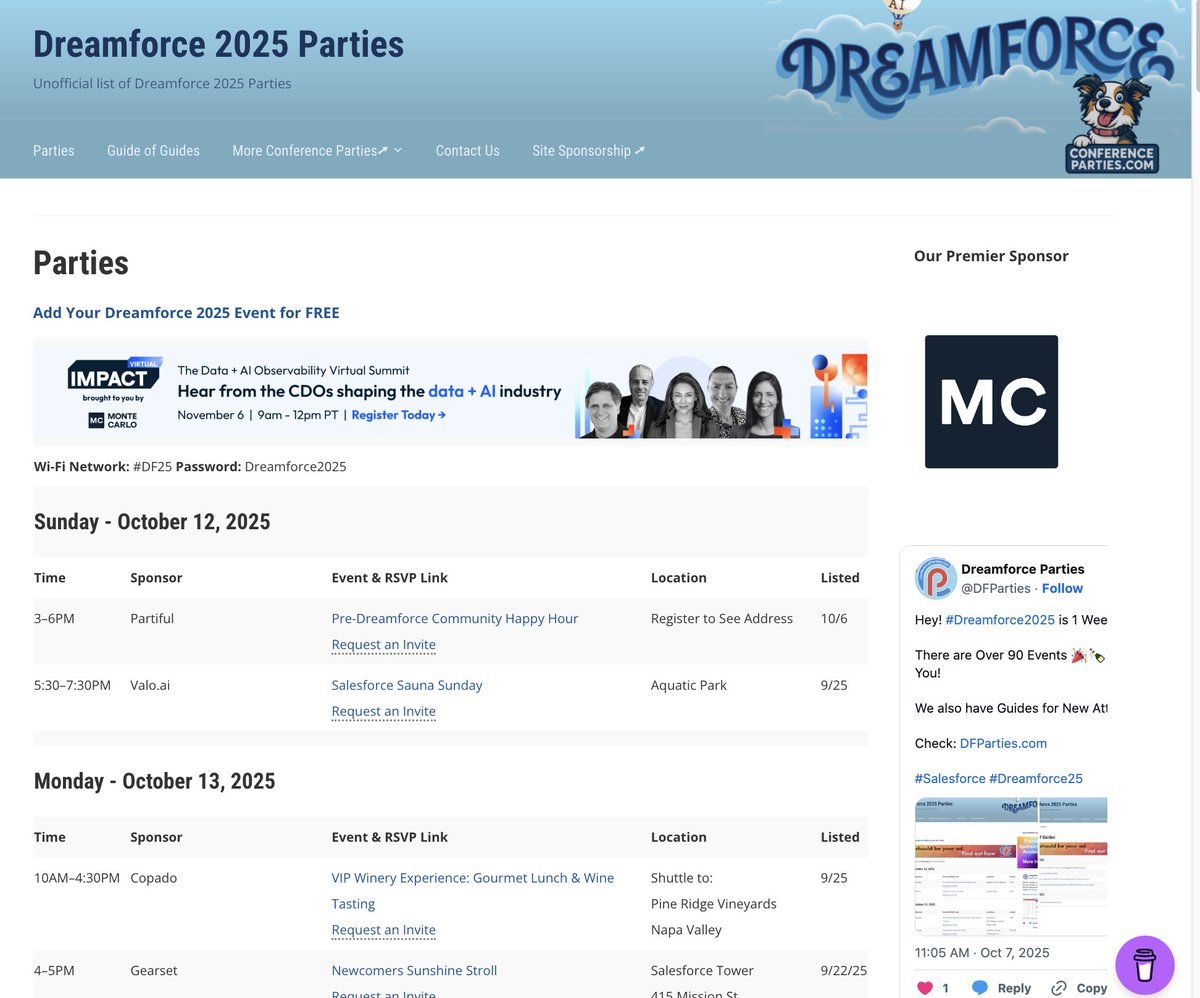 reInventParties's tweet image. Hey Conference Folks!
Headed to #Dreamforce or #OracleAIWorld This Week?
We Got You Covered! Tons of Events at Both!
DFParties.com &amp;amp; OracleParties.com