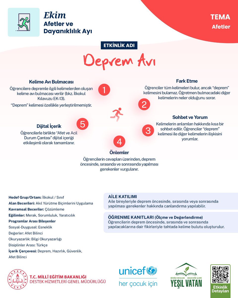 Çocuklarımız depremle ilgili temel kavramları bir kelime bulmacasıyla öğreniyorlar, afet bilinci kazanıyorlar.
<a href="/tcmeb/">Millî Eğitim Bakanlığı</a> 
<a href="/Yusuf__Tekin/">Yusuf Tekin</a> 
<a href="/meb_dhgm/">Destek Hizmetleri Genel Müdürlüğü</a> 
<a href="/omurfatih/">Ömür Fatih Karakullukçu</a> 
<a href="/mebisgb/">İşyeri Sağlık ve Güvenlik Birimi Daire Başkanlığı</a> 
<a href="/ozkan_meb/">Özkan AVCI</a> 
<a href="/MetinTayarer/">Metin TAYARER🇹🇷🇹🇷🇹🇷</a>